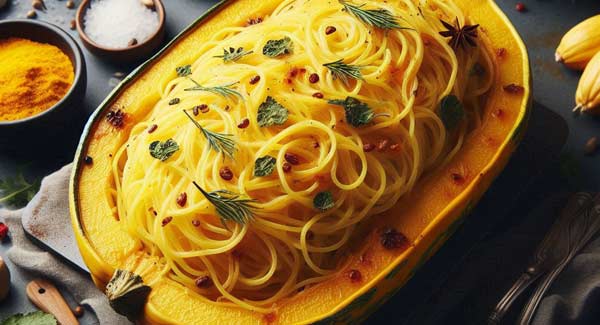 Twice Baked Spaghetti Squash Topped with Cheese.